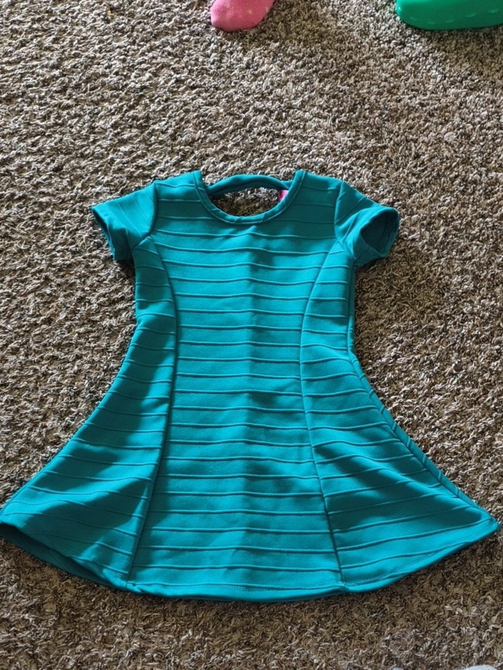 Pinc Teal Short-Sleeve Fit & Flare Kids Dress